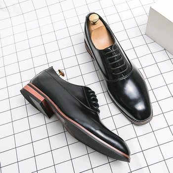 Bărbați Moda Pantofi Oxford Petrecere dantela-up Pantofi de Nunta Clasic de Afaceri Formală a Subliniat Pantofi din Piele de Om Șeful Social Office Shoes