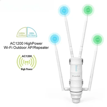 2024 Wavlink de Mare Putere AC1200 Impermeabil în aer liber Wireless WiFi Repeater AP/Router WiFi Dual Mainilor 5G Long Range Extender Antena