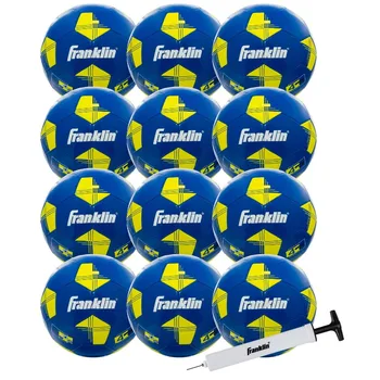 Franklin Sport Mingi De Fotbal + Set Pompa - (12) Dimensiune 4 Bile - Albastru/Galben