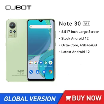 Noi Cubot Nota 30 Ultra-subțire Smartphone-uri Octa Core 4GB+64GB, Android 12 Telefon Mobil 6.517 Inch Dual SIM 4000mAh 20MP Telefon cu Camera