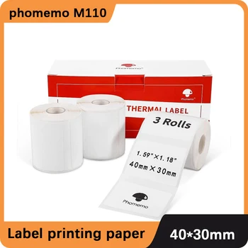 3 Role Phomemo M110/M200 Termică Mini Imprimanta Eticheta Pătrat de Hârtie Auto-Adeziv 40x30mm DIY Termice, Etichete Autocolant Hartie