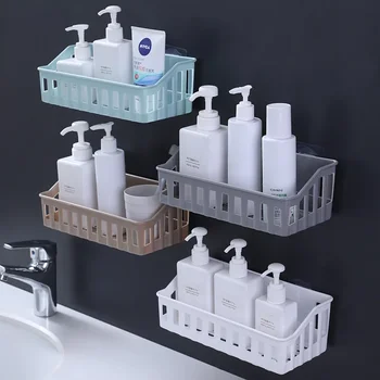 1buc stil Japonez Plastic Raft Baie, montat pe Perete, Gel de Duș Raft de Depozitare Toaletă Gratuite Punch articole de Toaletă Sta