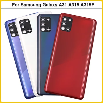Pentru Galaxy A31 A315 SM-A315F/DS Baterie Capac Spate Usa Spate A315 Carcasă din material Plastic Caz Șasiu Adeziv + Lentilă aparat de Fotografiat