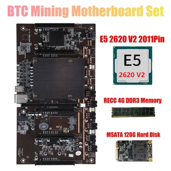 BTC Mining Placa de baza X79 H61 Cu E5 2620 V2, CPU RECC 4GB de Memorie DDR3 SSD 120G 5X PCI-E 8X Suport 3060 3070 3080 GPU