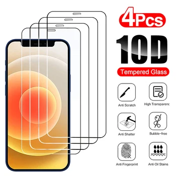 4BUC Plin de Acoperire de Protecție, Sticlă Pentru iPhone 11 12 13 14 15 Pro Max Protector de Ecran Pe iPhone X XR Xs 6 6S 7 8 Plus 13 Mini