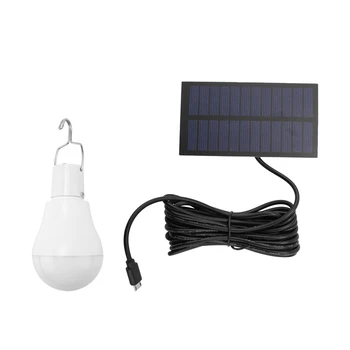Portabil Solare LED Lumina 15W Bec LED Lampa USB Reîncărcabilă Alimentat de energie Solară în aer liber/Interioară Călătorie Camping Gradina Lumina
