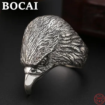 BOCAI Real S925 Sterling Charn Inel 2022 Noua Moda Creative Agresiv Cap de Vultur Ornamente Pur ArgentumJewelry pentru Barbati Femei