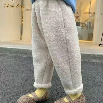 Moda Copil Fată Băiat Fleece Pant Iarna Primavara Toamna Copil copil Copil Sheeplike Cald Pantaloni Solid Haine pentru Copii 1-10Y