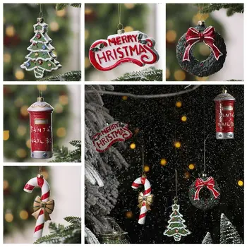 Multicolor Crăciun Agățat Pandantive Poștală Avion Plastic Xmas Și Decorații De Brad Ambarcațiunile De Trestie Tambur Picătură Ornamente De Crăciun