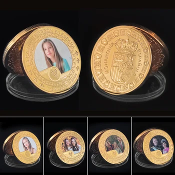 Regatul Spaniei Placat cu Aur Monedă Comemorativă Familiei Regale Moneda Breloc Arta de Artizanat Suvenir Cadou de Colectie
