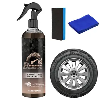 Rim Cleaner Anvelope Dressing Spray Auto Detaliază Spray 3.53 fl.oz Roți Auto Spray de Curățare Cu Burete Și Pânză Elimina