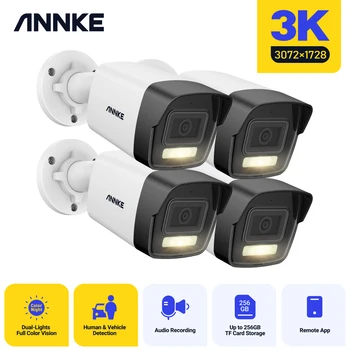 ANNKE 4BUC 3K Supraveghere cu camere IP POE Onvif H. 265+ HD Night Vision Umane Detecta Built-in microfon Video CCTV Camera IP de Securitate