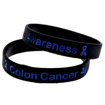 50 BUC Cancer de Colon gradul de Conștientizare Bratara de Silicon Negru si Albastru Dimensiune Adult
