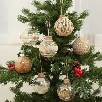 6PCS Lenjerie de Aur Pet Transparent Minge de Crăciun Pom de Crăciun Agățat Pandantiv Ornament Pentru Casa Xmas Decor de Anul Nou 2024 Navidad Cadou