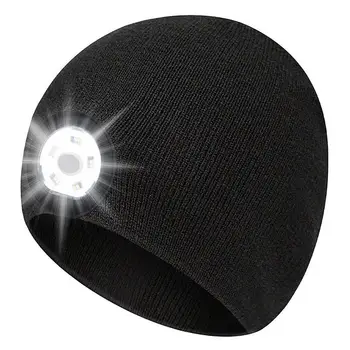 Unisex de Iarna Cald Luminos Tricot 5 LED Beanie Hat cu Lumina Farurilor Lanterna Cap de Iarnă în aer liber Rulare Cadou pentru Bărbați și Femei