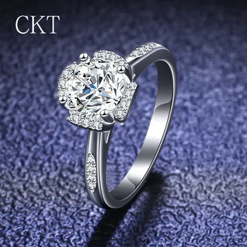 De lux 18K Aur Alb Floare Bud Inel cu Diamant pentru Femei Etern Bijuterii de Nunta Real 1 Carat Moissanite Inel de Mireasa Accesorii