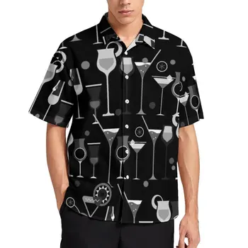Amuzant Vin De Imprimare Tricou Casual Vintage Cocktail Plajă Liber Camasa Hawaiian Estetice Bluze Maneca Scurta Personalizat Topuri Supradimensionate