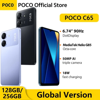 POCO C65 Global Versiunea de 128GB/256GB MediaTek Helio G85 Octa Core NFC 5000mAh 18W Încărcare 6.74