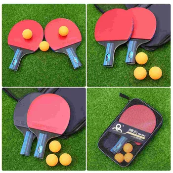 2 Buc Pong Bord Tenis cu Zbaturi cu Bile Pen-țineți Racheta Stil Set de Bambus