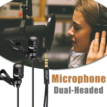 Anulare a zgomotului Dual-a Condus Microfon Clip de Pe Microfon 3 5mm Jack Audio de 150cm Lungime
