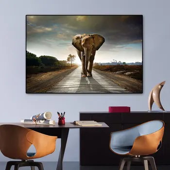 Africa de Elefant Animale Peisaj Pictura in Ulei pe Panza Pop Art și Postere de Imprimare Artă Abstractă Poza Perete pentru Living Decorul Camerei