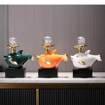 Creative Ceramica Glob De Cristal Delfin Stropeste Multicolor Desktop Ornament Camera De Zi Accesorii Pentru Decor Casa Noua Cadou