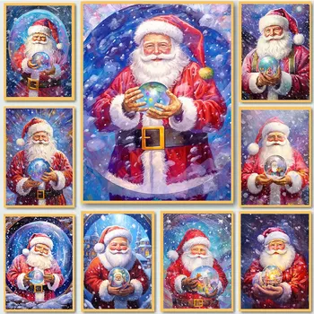 Rezumat Amuzant Moș Crăciun Minge de Cristal Divinație Postere de Imprimare de Crăciun Panza Pictura Arta de Perete Imaginile pentru Camera Decor Acasă