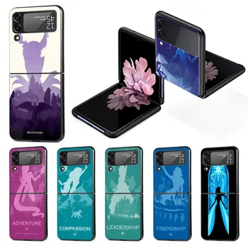 Caz pentru Samsung Galaxy Z Flip 3 4 Flip4 Flip3 5G PC Greu Capacul Zflip3 Zflip4 Negru Telefon Mobil Caz Printesa Frozen Elsa Negru
