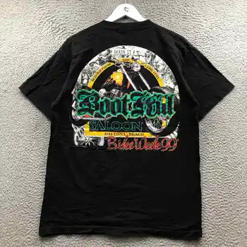 Vintage 1999 Boot Hill Salon Plaja Daytona Bike Week T-Shirt Mens Mare L Negru