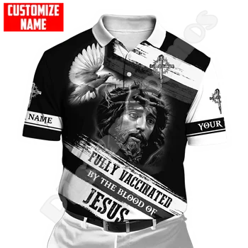 Nume personalizat Creștin Copil Al lui Dumnezeu, Mântuitorului nostru Iisus Leu 3DPrint Harajuku Streetwear Casual Amuzant Tricouri Polo de Vară Mâneci Scurte Q