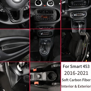 Masina Consola centrala Cadru Panou Decorativ Moale Fibra de Carbon de Styling Auto pentru Mercedes Benz Smart 453 2016-2021 Accesorii