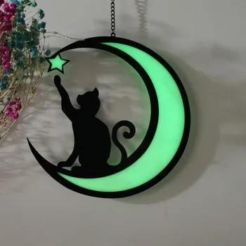 Moon Cat Agățat Ornamente Colorate Acrilice Masina Pandantiv Pentru Copaci Usa Fereastra Camerei De Interior Art Decor Acasă Artizanat Cadouri