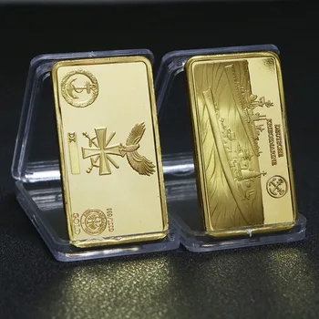 1buc germană Navă de război Monede de Aur Placate cu Aur de Monede de Colectare Monede Comemorative Square Bar de Aur Monede de Aur copie