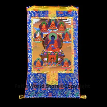 En-gros Budist furnizează-85CM Thang-ga Thangka - eficace de Protecție a Budismului Tibetan 8 Medicina Buddha pictura