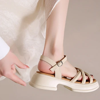 Moda de vara pentru Femei Sandale pentru Femei Pantofi de Confort Plat Sandale de Plaja pentru Femei Alb-Negru Pantofi cu talpi Groase Sandale Romane