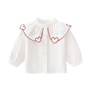 2023 Toamna Primavara Fetițe Inima Tricou Copii Din Bumbac Tricouri Cu Mâneci Lungi Bluze Copii Haine