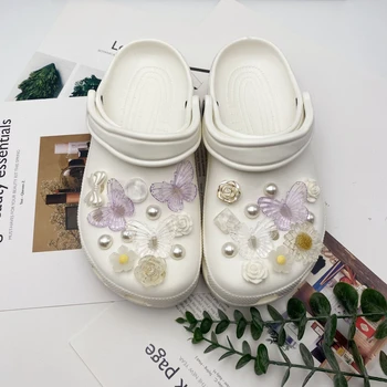 Pantofi Farmecele pentru Crocs DIY Diamant Pearl Fluture Detasabila Decor Catarama pentru Croc Pantofi Farmec Accesorii Fete Petrecere Cadou