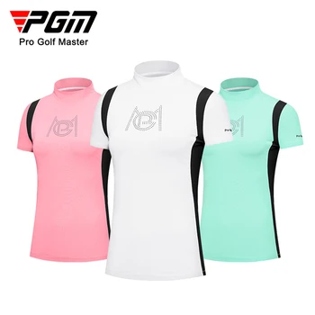 PGM de Golf pentru Femei Tricou cu Maneci Scurte T-shirt de Vară Respirabil Mock Neck Sport Întindere de Sus Tricouri Tricotaje Atletic Vitalitate