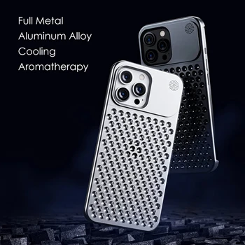 Metal Disipare a Căldurii Telefon Caz Pentru iPhone 12 13 14 15 Pro Max Plus de Răcire Parfum fără ramă de Aluminiu Tubular rezistent la Șocuri Acoperi