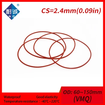 1 BUC/lot oring cauciuc Siliconic Rosu VMQ CS 2.4 mm OD60/75/150 mm Garnitura de Silicon Oring impermeabil gel de Siliciu