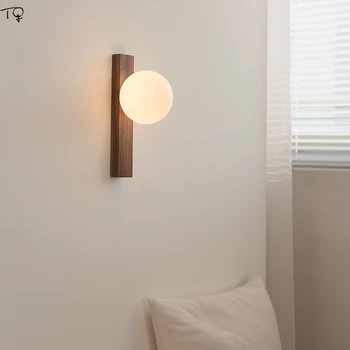 Minimalist, Retro Minge de Sticlă Nuc Negru Atrt Decorative de Perete Lampă cu LED-uri G9 Noptiera Homestay Hotel Coridor, Scari, Living