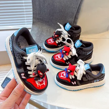 Disney Baieti Pantofi de Sport de Toamna-Desene animate Pantofi cu Talpă Moale pentru Copii Fete Pantofi Albastru Roșu PU Pantofi de Piele Marimea 26-37