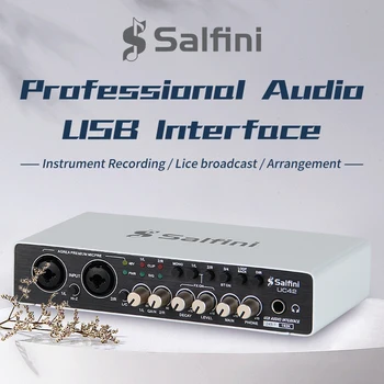 Salfini UC-42 2-in-2-out usb extern profesionale placa de sunet pentru telefonul mobil karaoke calculator driver-înregistrare live dublaj