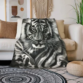Tiger Print Fleece Pătură Pufos Confortabil Moale Flanel Cald Arunca Pături pentru Pat Canapea de Pluș Capac Fuzzy Cuvertură de pat King Queen-Size